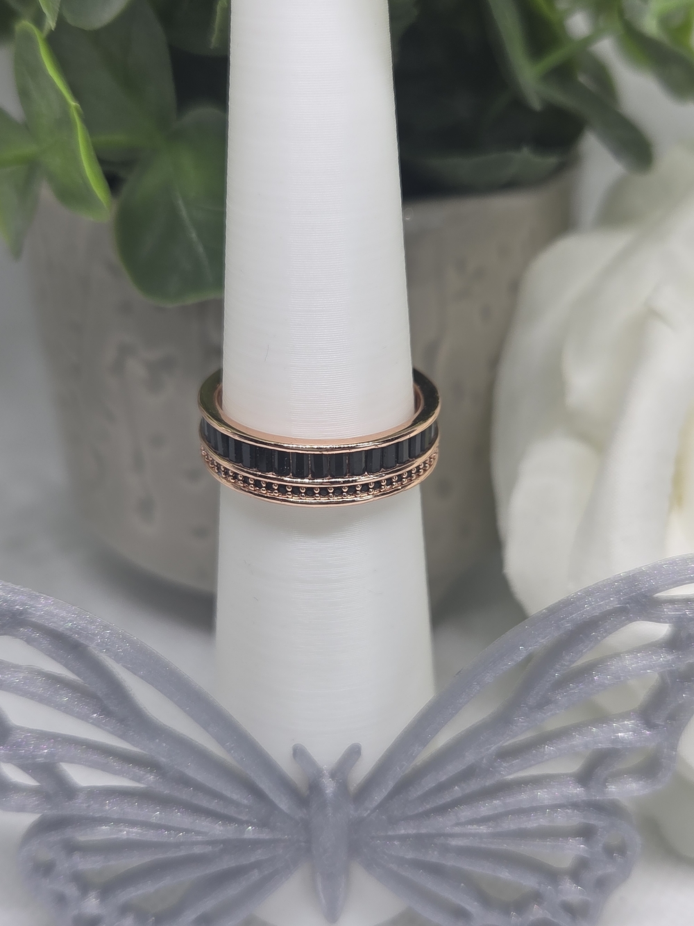 BP Rose Gold Black Baguette Etternity Ring